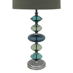 Eva Table Lamp (Base Only) - Brushed Grey & Blue Glass Finish