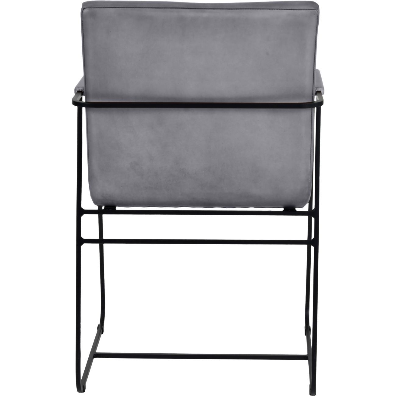 Belton Metal Framed Dining Chair With Arms Concrete Leather