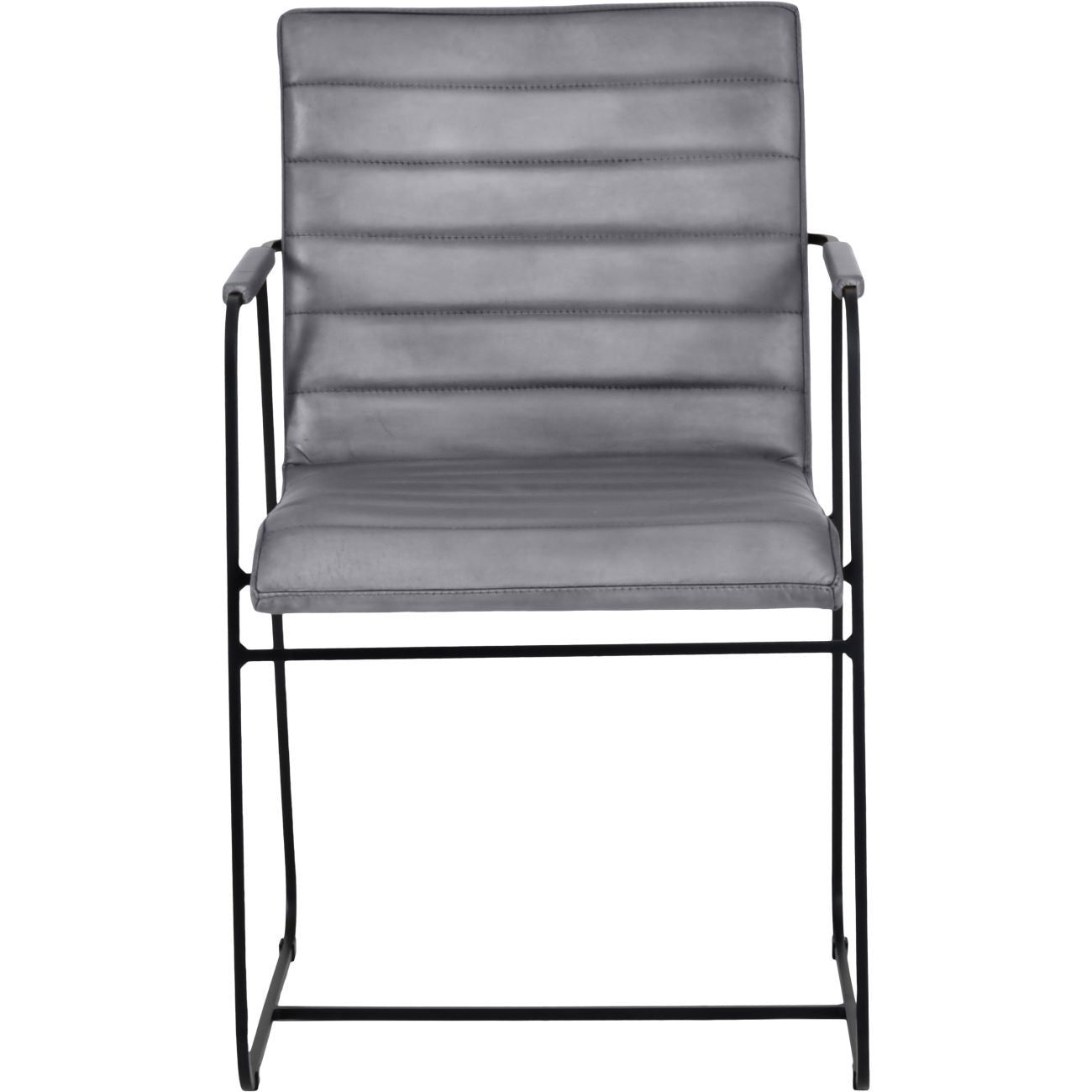 Belton Metal Framed Dining Chair With Arms Concrete Leather