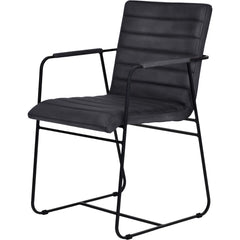 Belton Metal Framed Dining Chair With Arms Fumee Leather