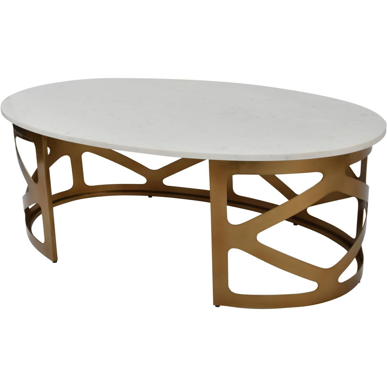 Metropolitan Coffee Table Satin Bronze Finish with Off-White Marble