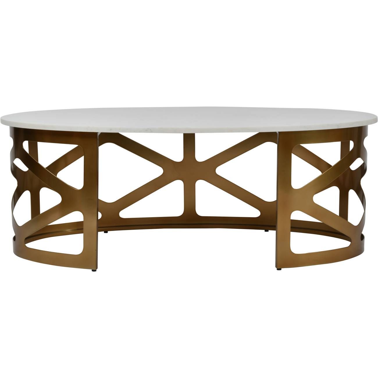 Metropolitan Coffee Table Satin Bronze Finish with Off-White Marble