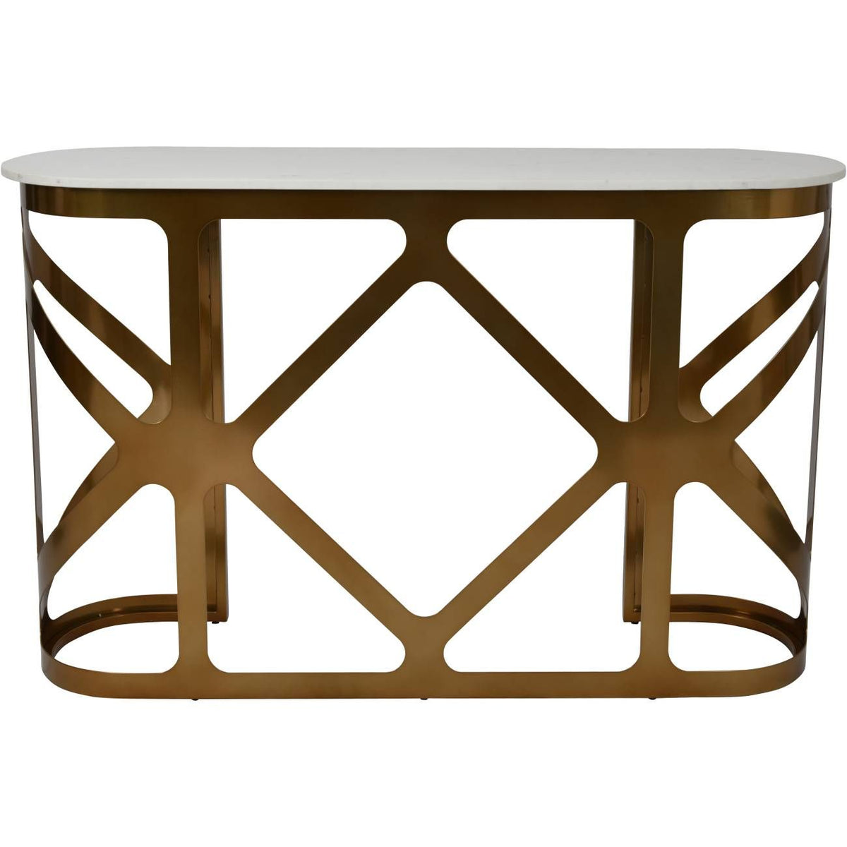 Metropolitan Console Table Satin Bronze with Off-White Marble Top