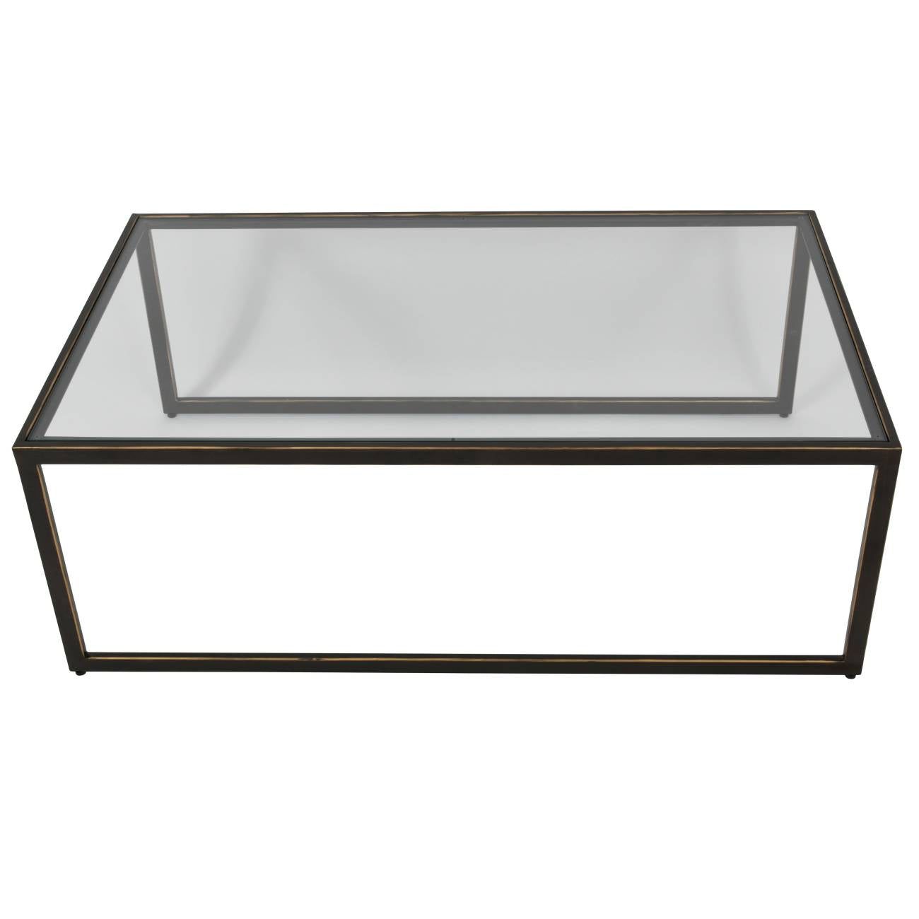 Deveraux Gilded Bronze Metal and Glass Coffee Table