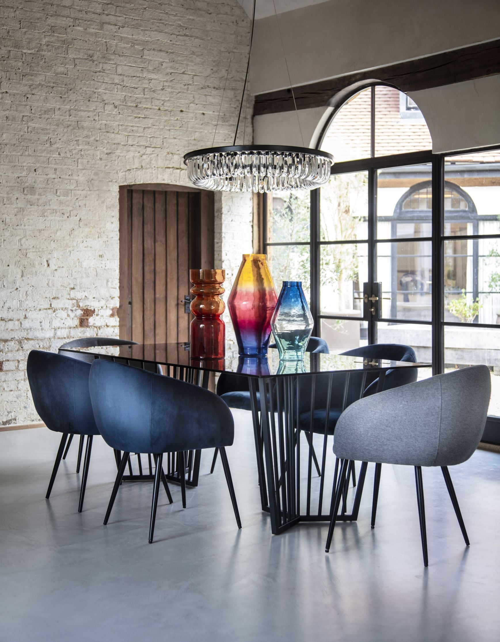 Abington Black Frame and Tinted Glass Dining Table