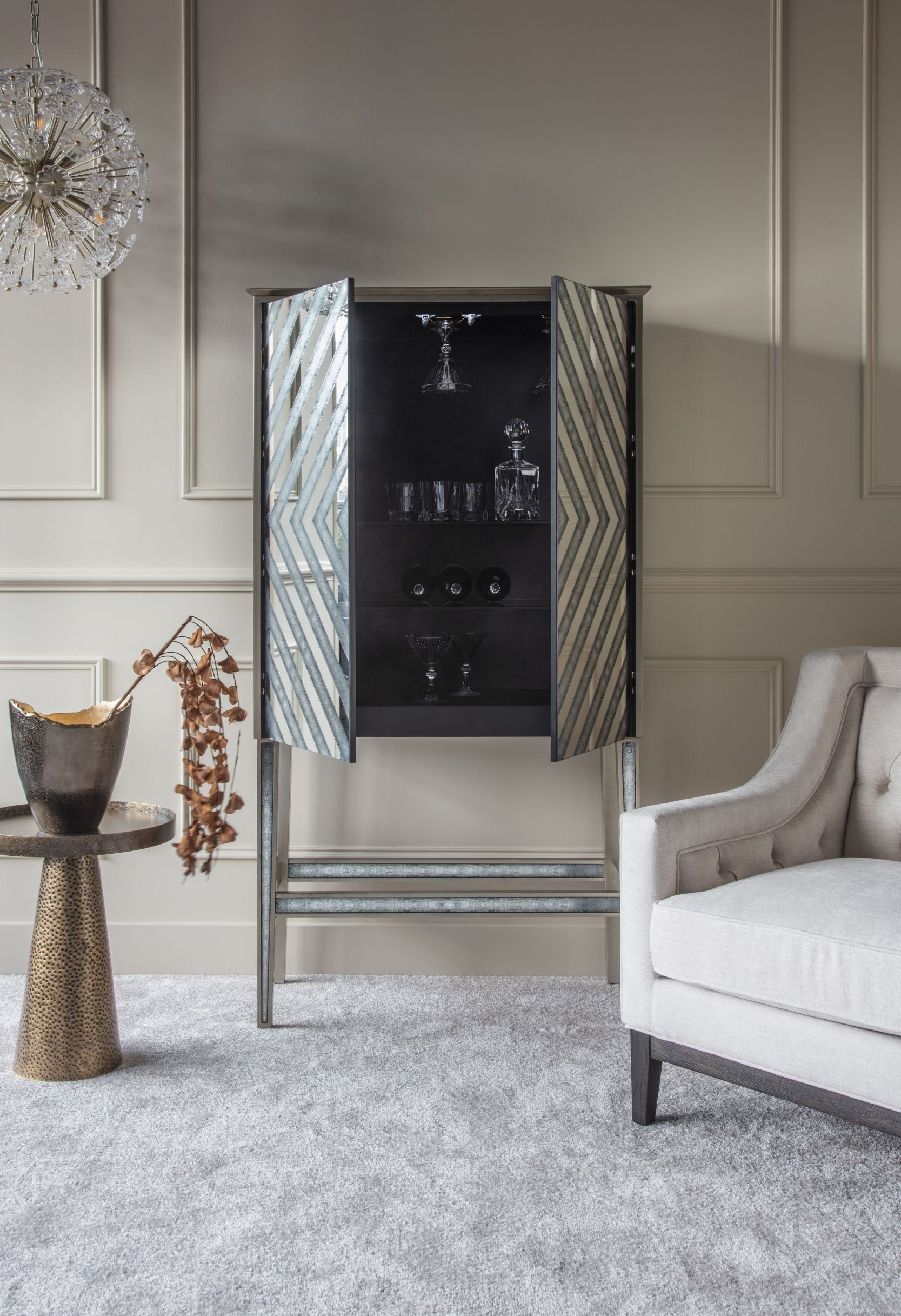 Lexington Antique Mirrored Bar Cabinet