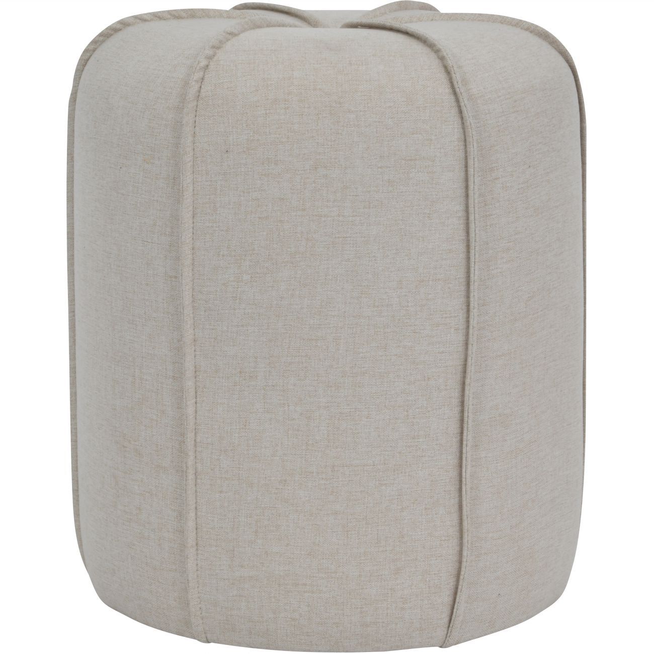 Seamed Button Stool in Oatmeal Fabric