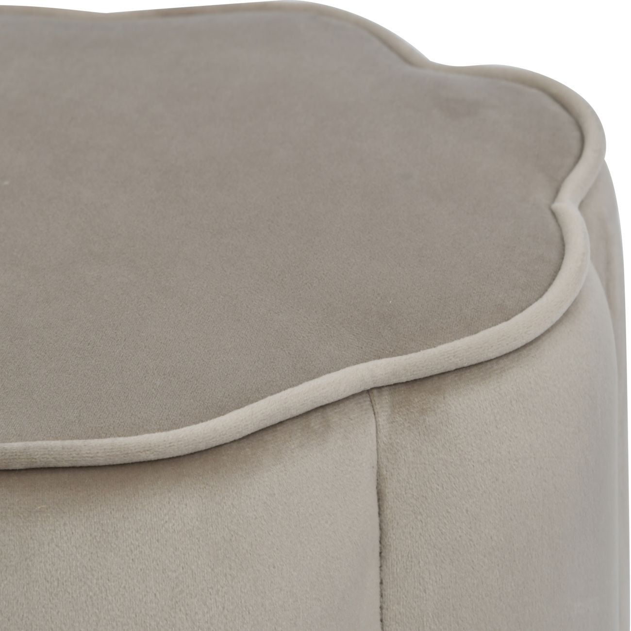 Scallop Footstool in Smokey Taupe Velvet