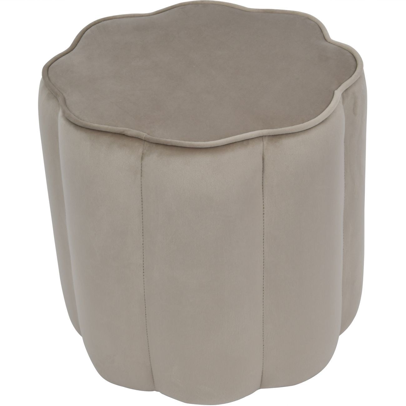 Scallop Footstool in Smokey Taupe Velvet