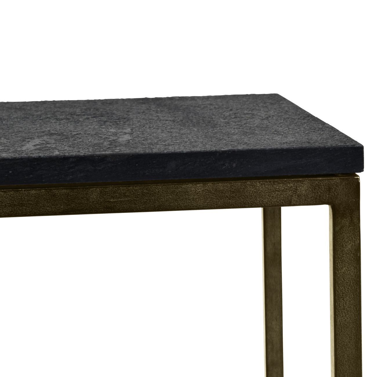 Kirkstone Iron Set of 2 Side Tables in Aged Champagne Finish with Galaxy Slate