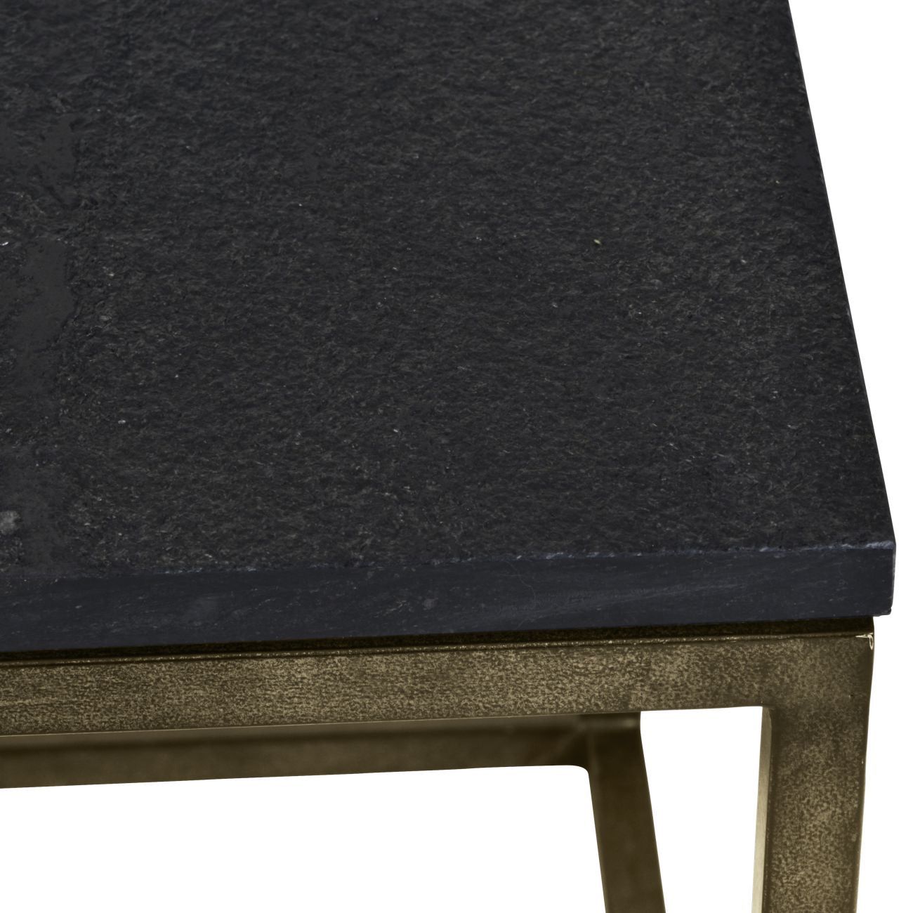 Kirkstone Iron Set of 2 Side Tables in Aged Champagne Finish with Galaxy Slate