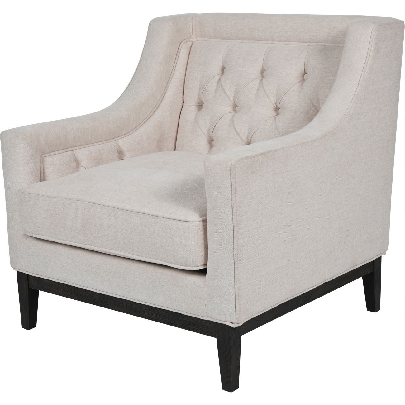 Theodore Buttoned Armchair - Ivory Fabric