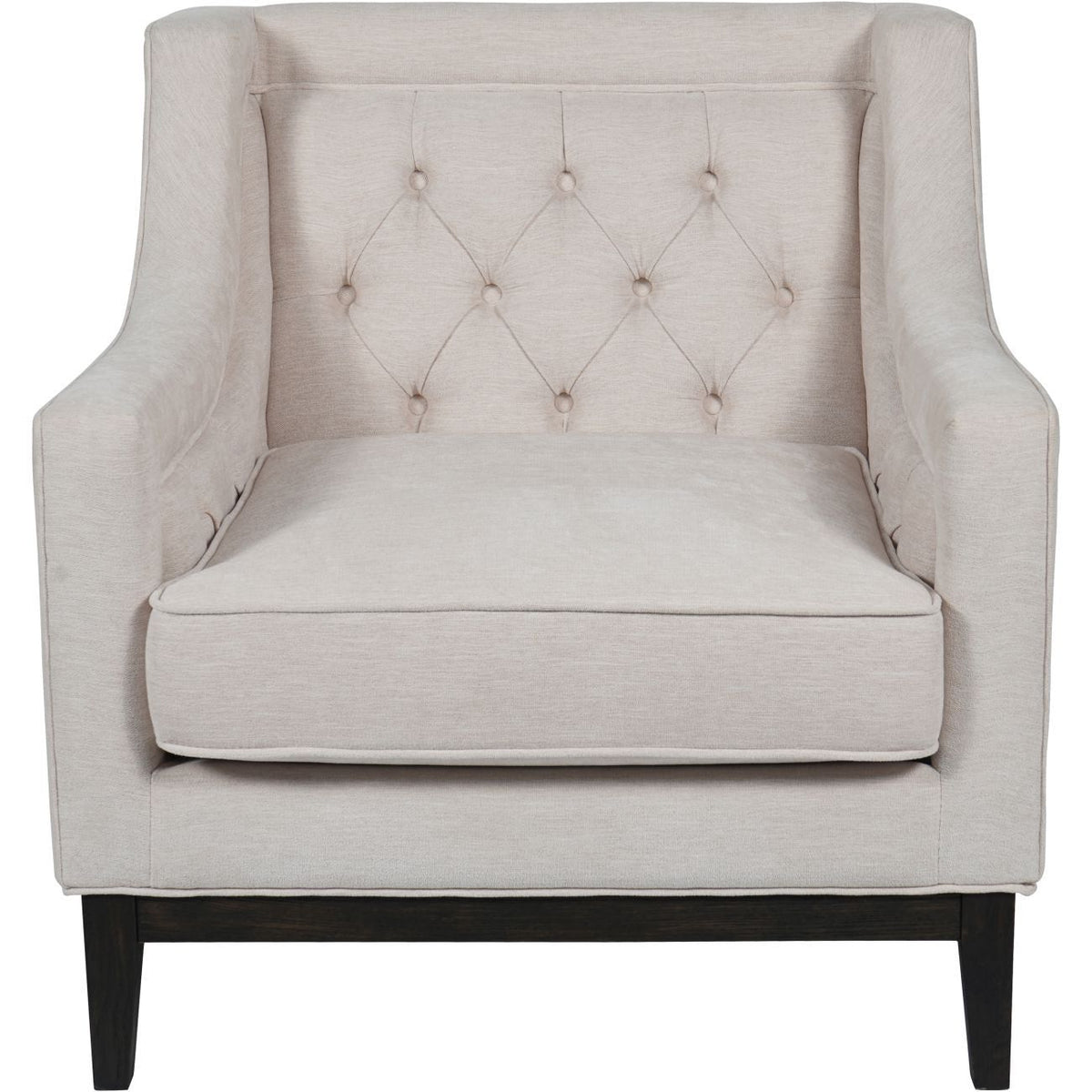 Theodore Buttoned Armchair - Ivory Fabric