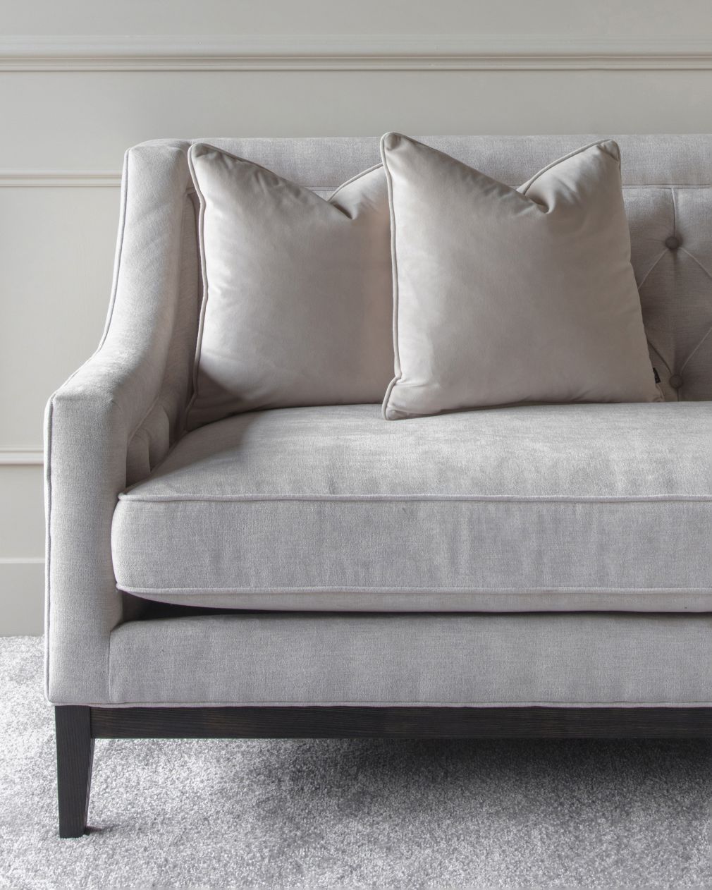 Theodore Buttoned Sofa - Ivory Fabric 200cm
