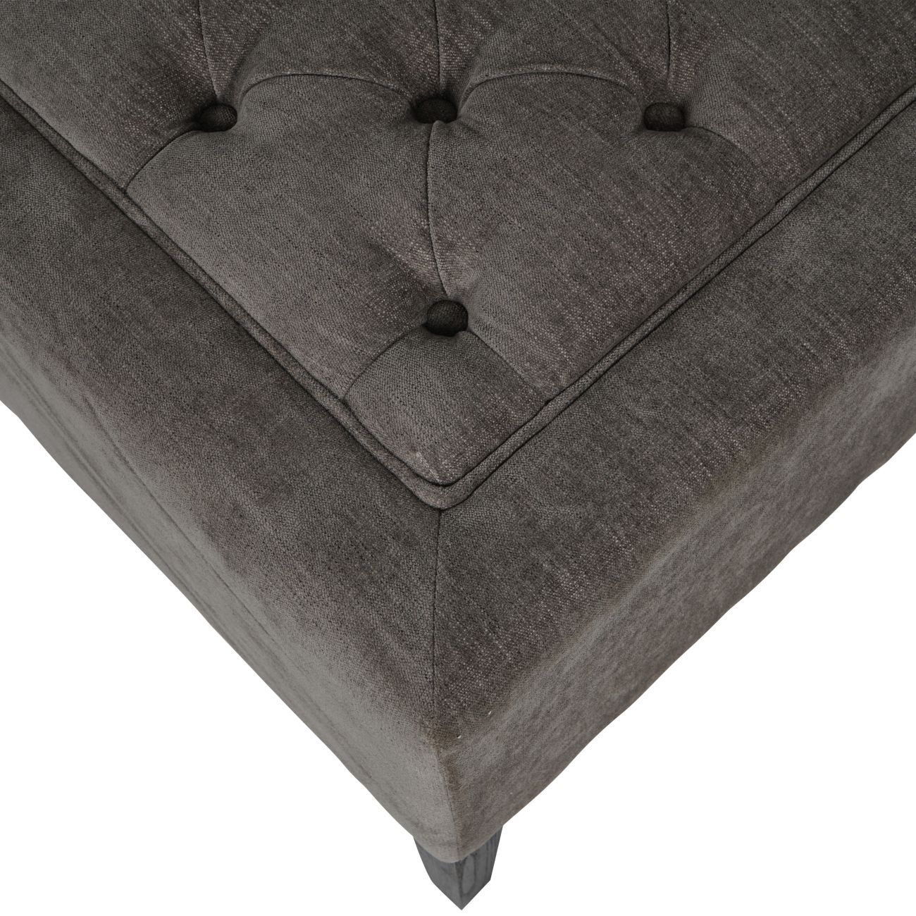 Theodore Buttoned Stool - Warm Grey Fabric 81x61cm