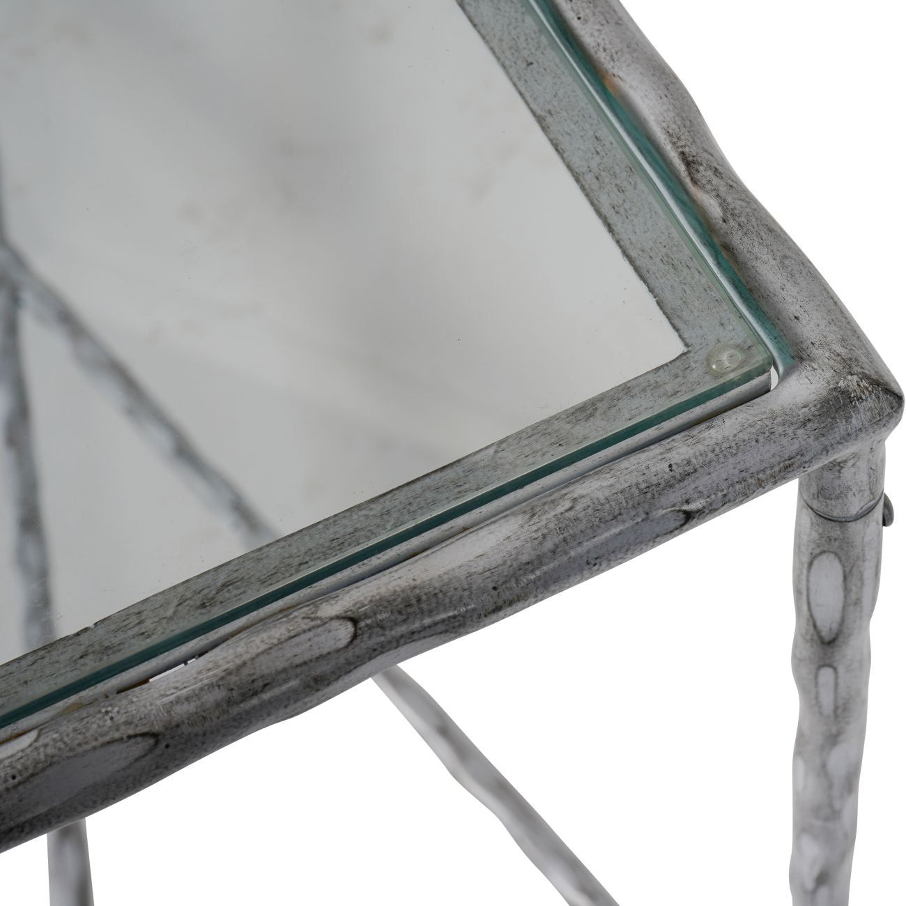 Patterdale Hand Forged Large Console Table - Chalk White & Glass Top Finish