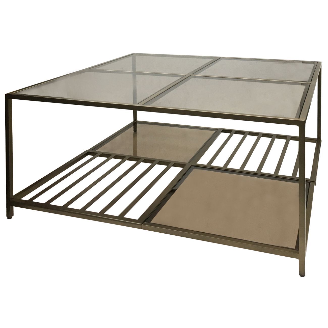 Westley Coffee Table in Dark Gold with Brown Tinted Glass