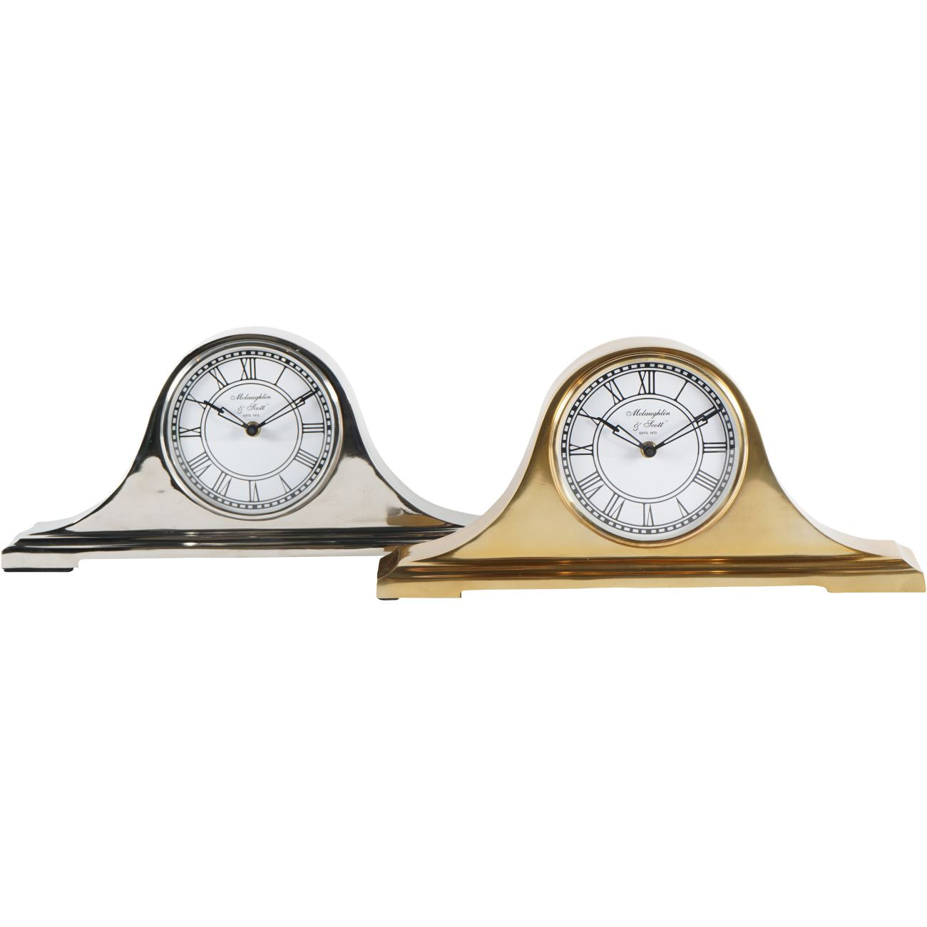 Retro Carriage Mantel Clock - Nickel & Brass Finish