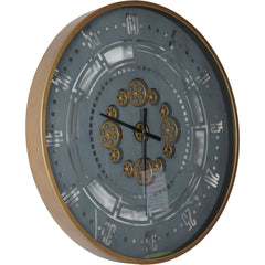 Manchester Industrial Round Wall Clock - Gold & Grey Finish