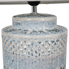 Stormy Sky Glaze Large Table Lamp with Cream Drum Shade