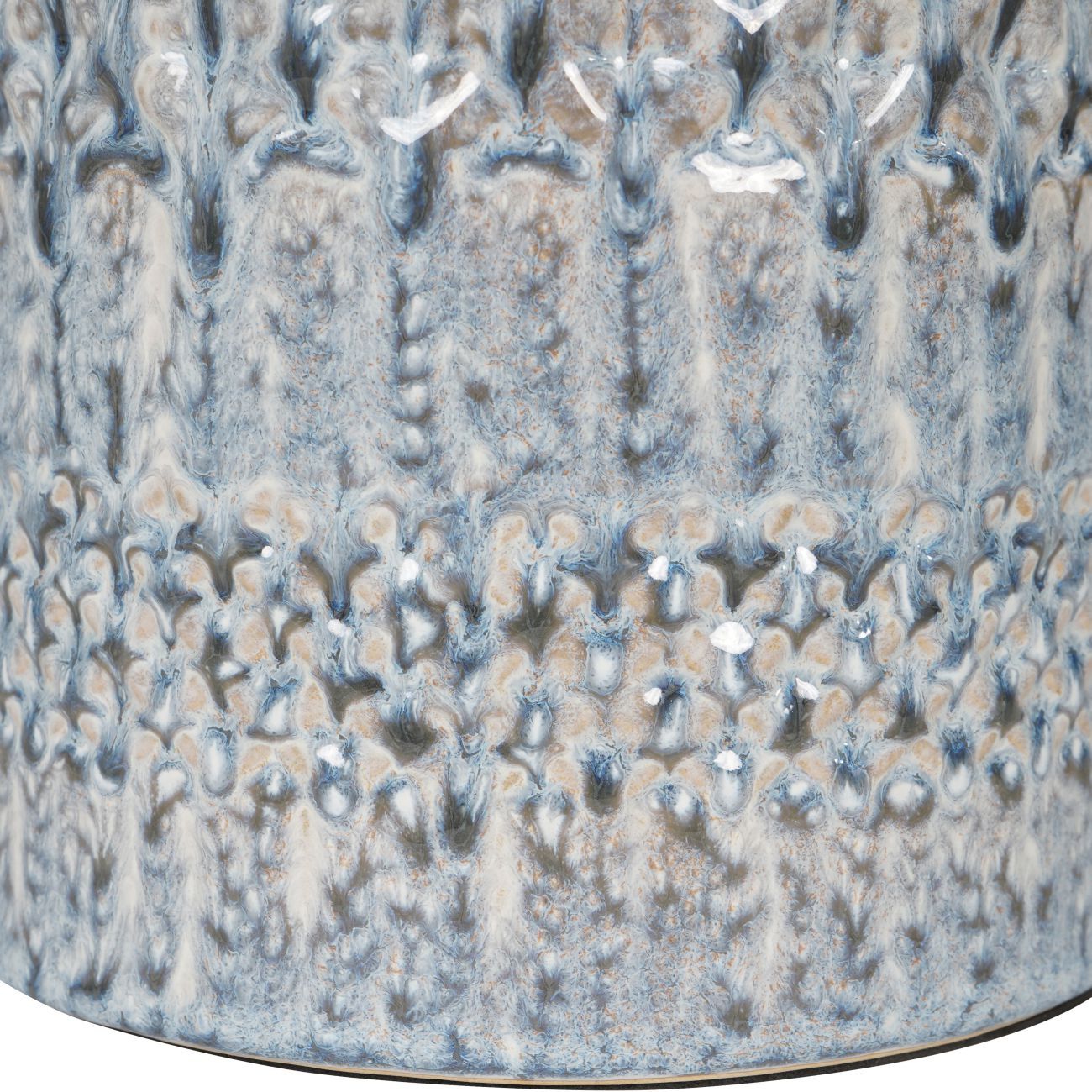 Stormy Sky Glaze Large Table Lamp with Cream Drum Shade
