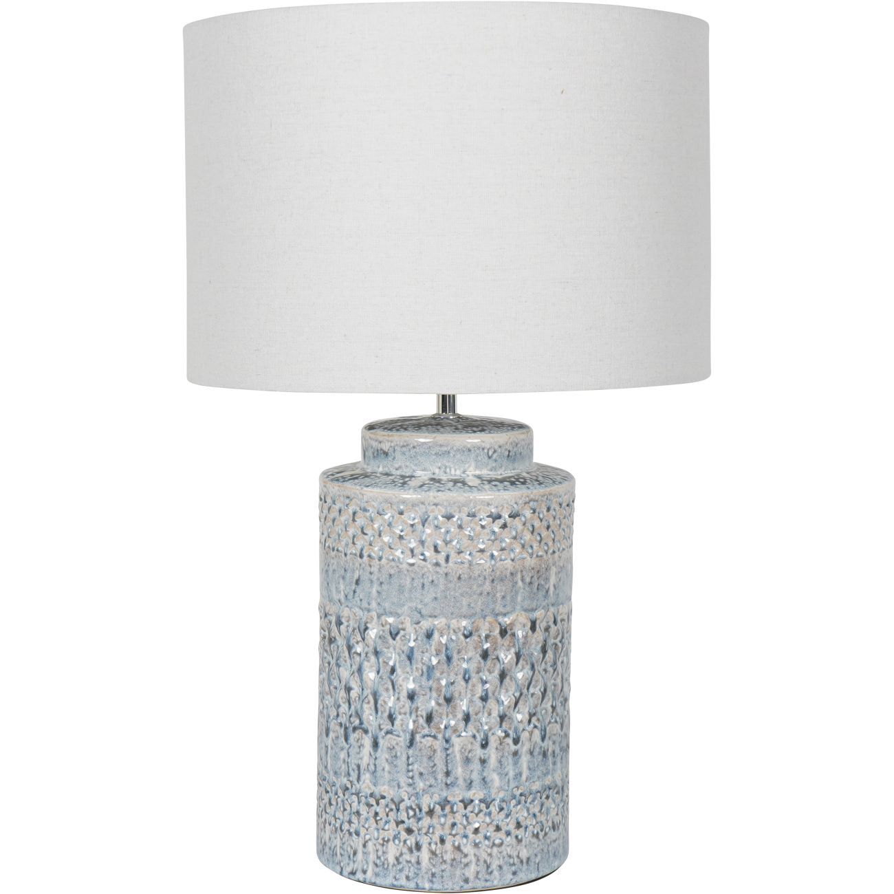 Stormy Sky Glaze Large Table Lamp with Cream Drum Shade