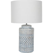 Stormy Sky Glaze Large Table Lamp with Cream Drum Shade