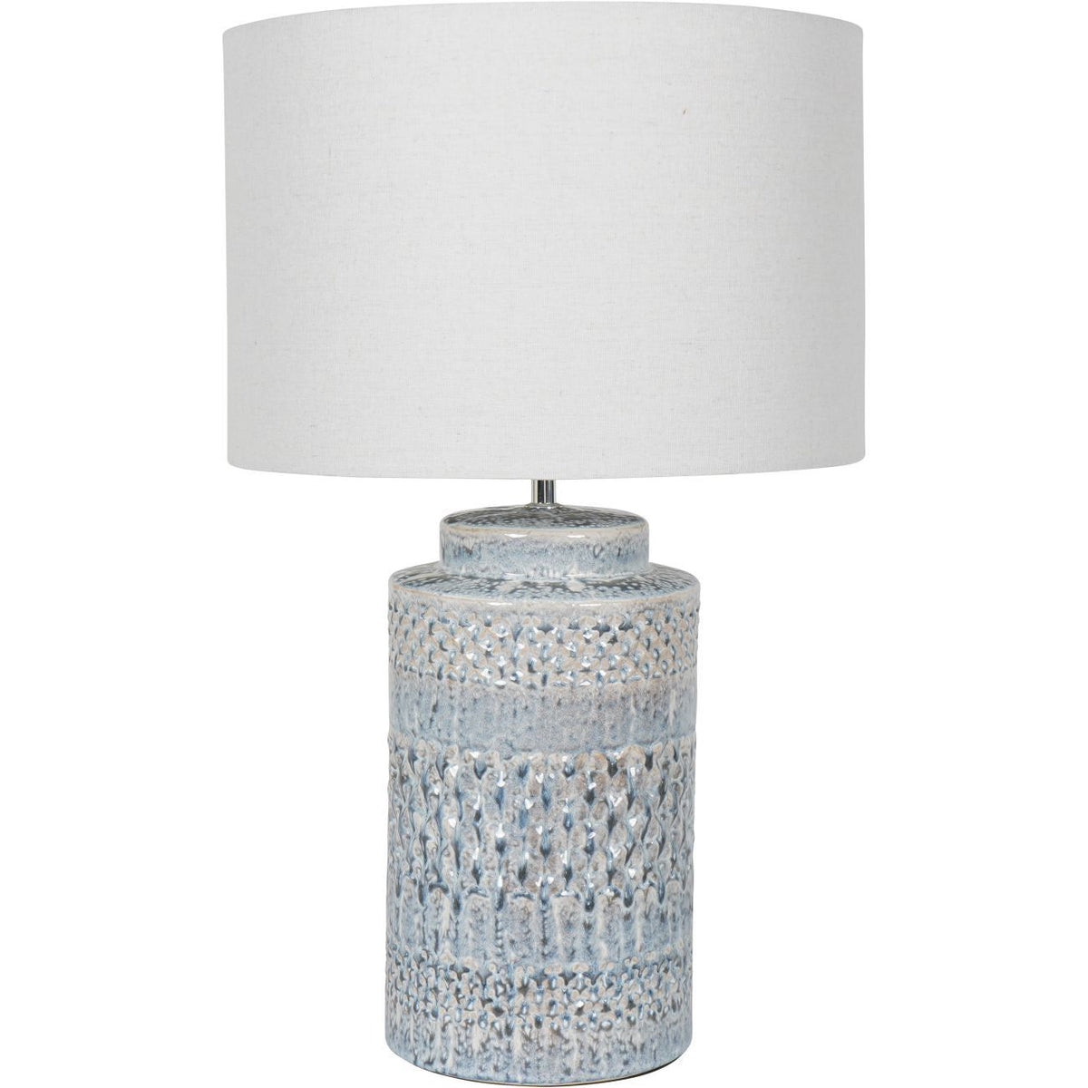 Stormy Sky Glaze Large Table Lamp with Cream Drum Shade