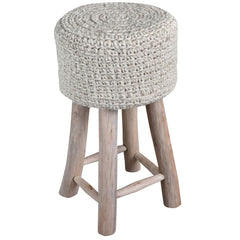 Nomad Large Knitted Bar Stool - Cream Finish