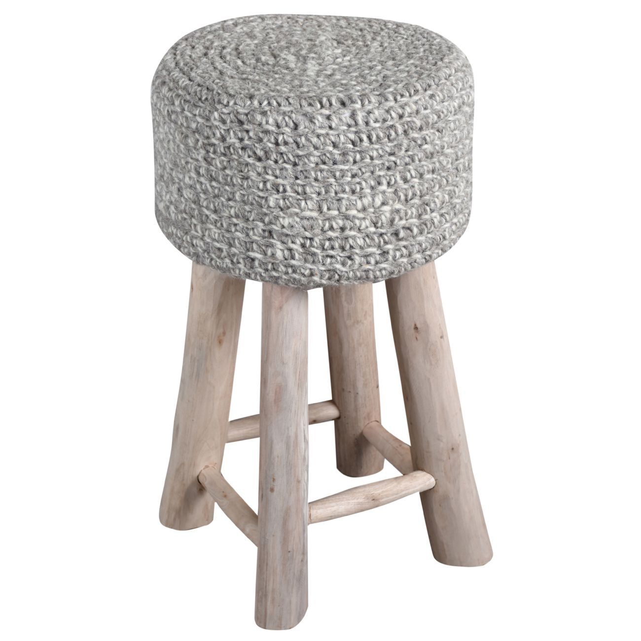 Nomad Large Knitted Bar Stool - Grey Finish