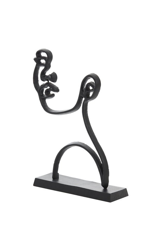 Face Small Ornament on Base - Matt Black Finish