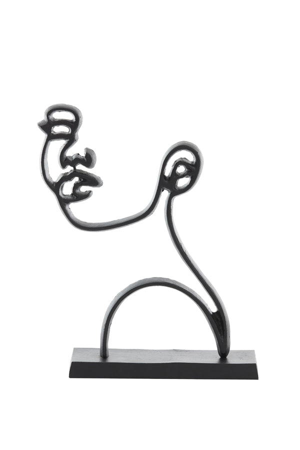 Face Small Ornament on Base - Matt Black Finish