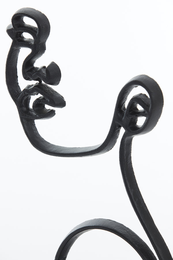 Face Small Ornament on Base - Matt Black Finish