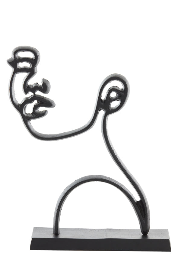 Face Large Ornament on Base - Matt Black Finish