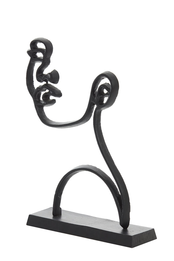 Face Large Ornament on Base - Matt Black Finish