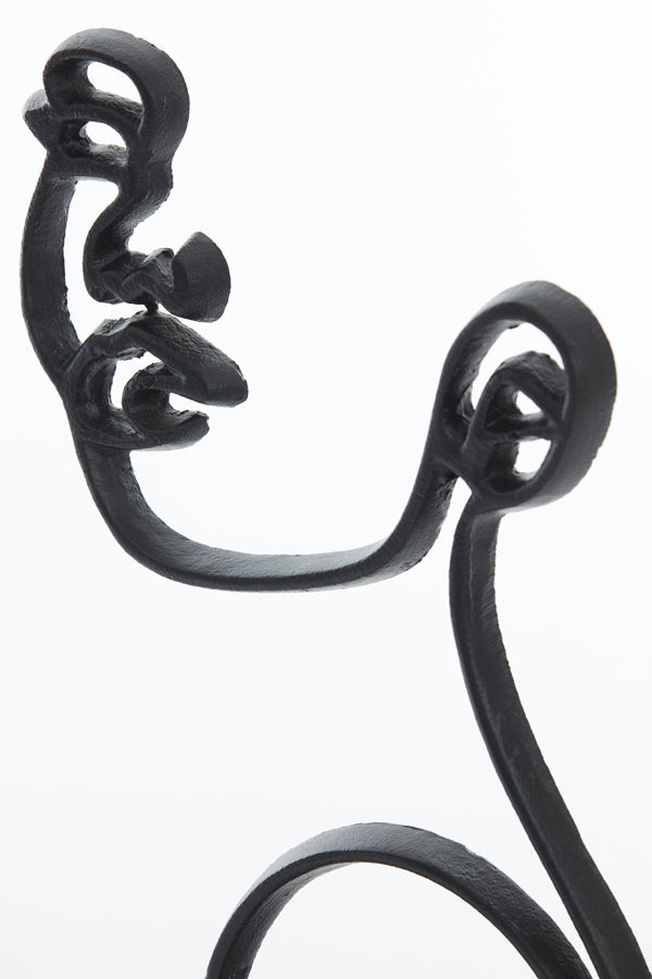 Face Large Ornament on Base - Matt Black Finish