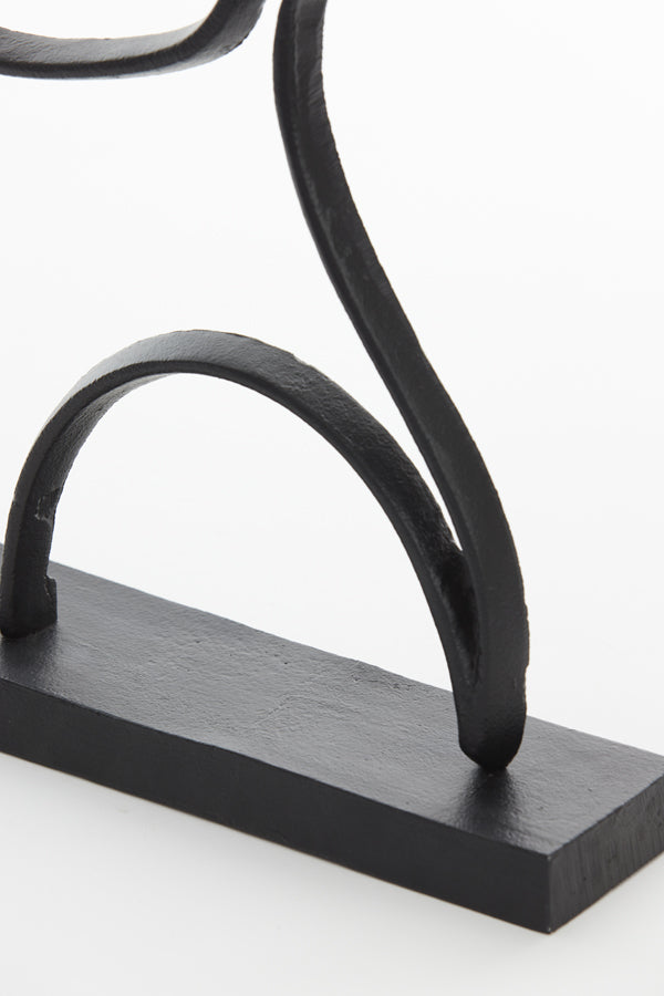 Face Large Ornament on Base - Matt Black Finish