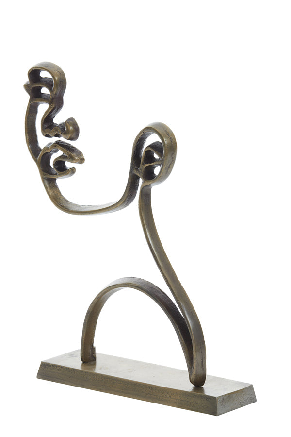 Face Large Ornament on Base - Antique Bronze Finish