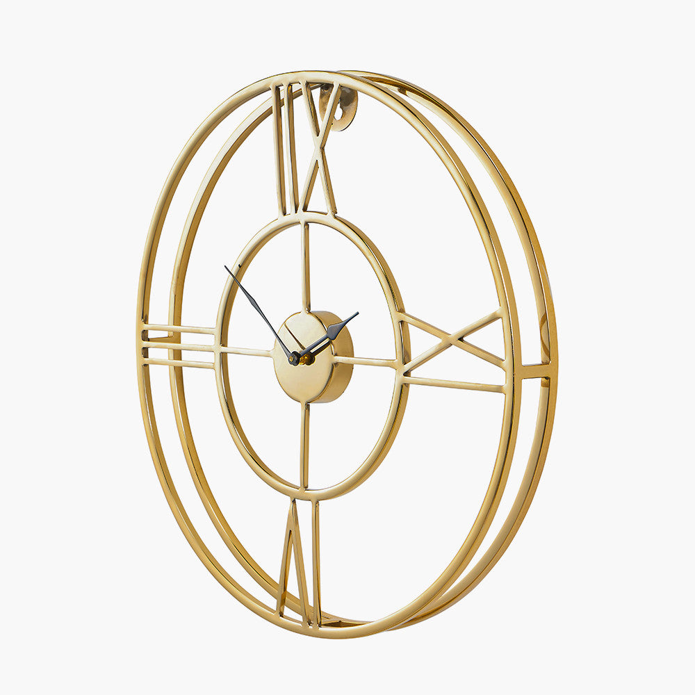 Double Framed Wall Clock - Gold Metal Finish