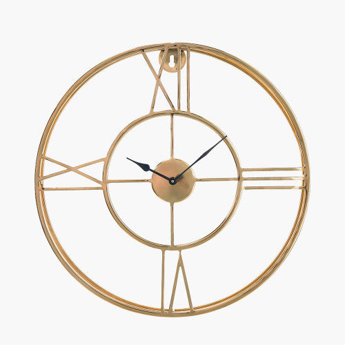 Double Framed Wall Clock - Gold Metal Finish