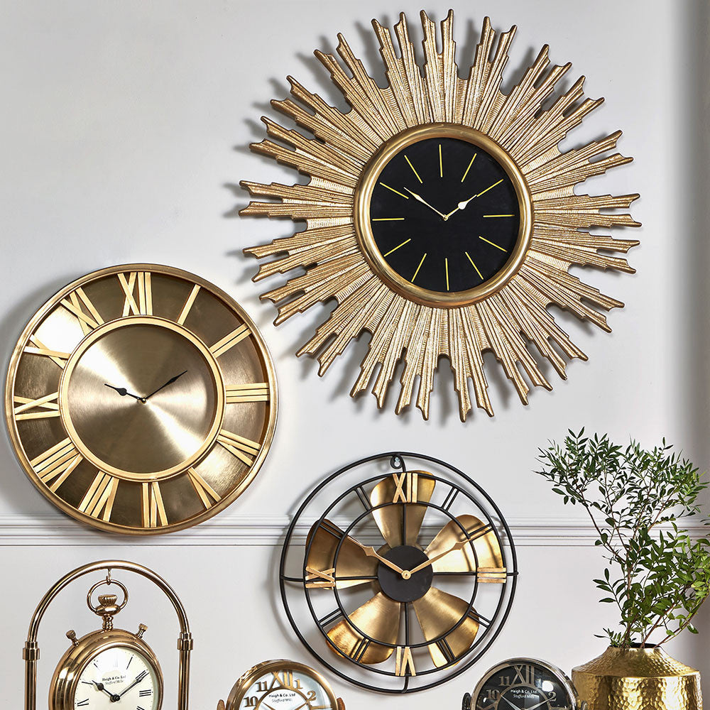 Starburst Wall Clock - Gold Finish