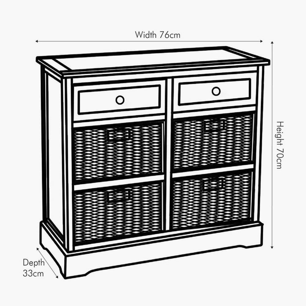 Devonshire Grey Wood 2 Drawer 4 Basket Unit