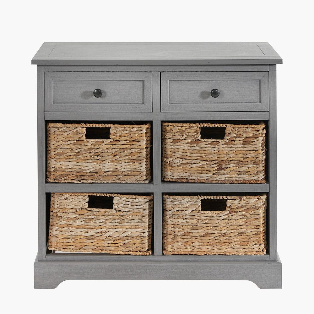 Devonshire Grey Wood 2 Drawer 4 Basket Unit