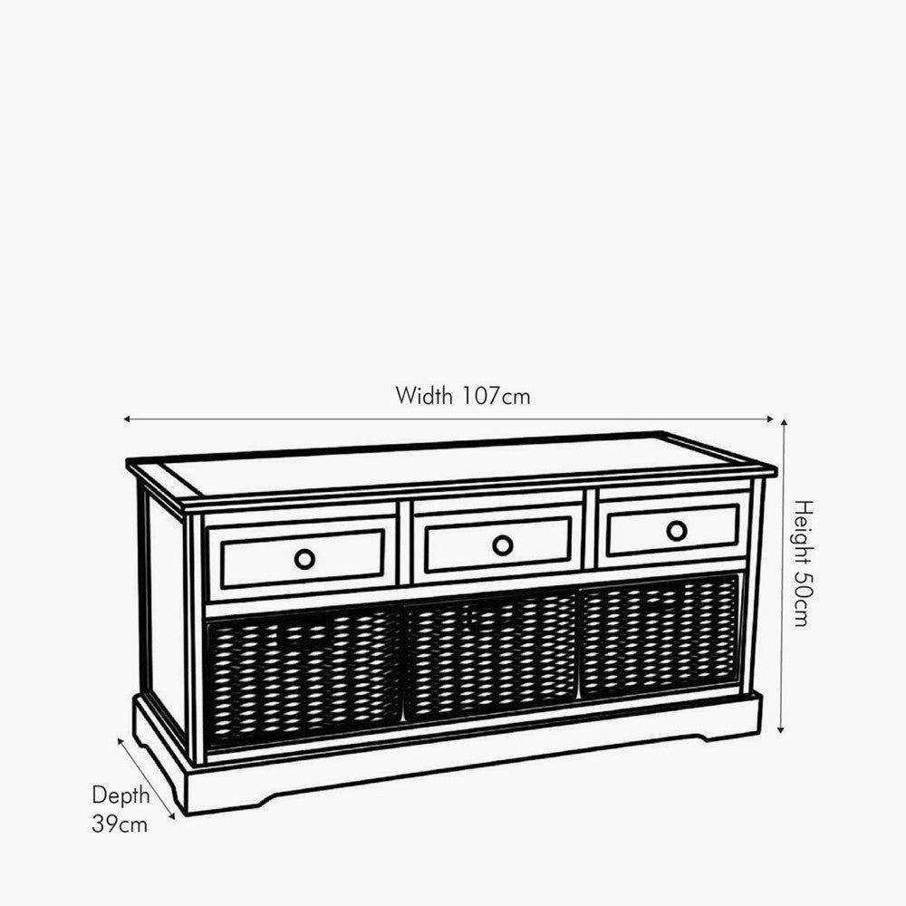 Devonshire Grey Wood 3 Drawer 3 Basket Unit