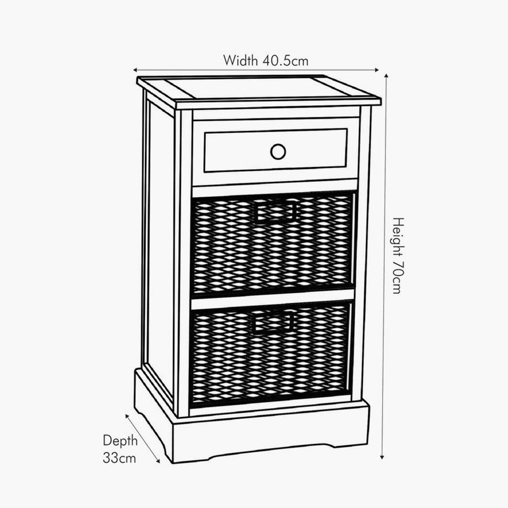 Devonshire Grey Wood 1 Drawer 2 Basket Unit