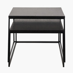 S/2 Mashiko Black Ash Veneer and Black Metal Coffee Tables