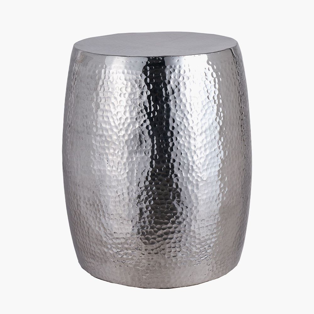 Sangli Hammered Metal Stool - Antique Brass/Polished Aluminium Finish - Cusack Lighting