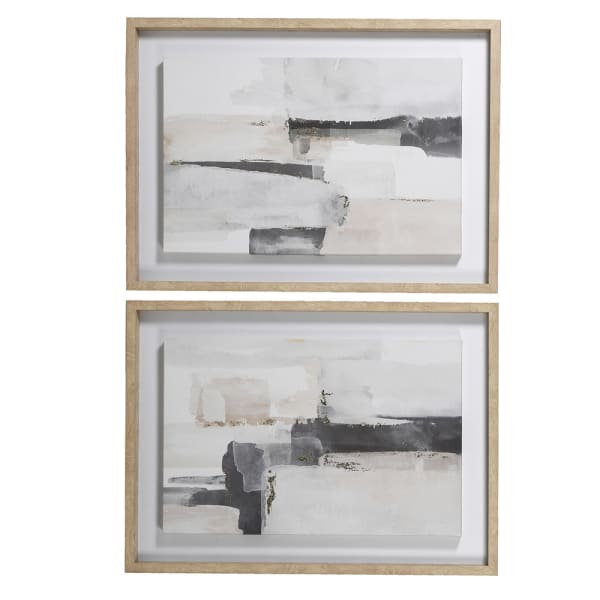Painterly Brush Stroke Framed Canvas Pair