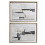 Painterly Brush Stroke Framed Canvas Pair