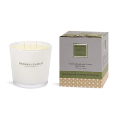 Brooke & Shoals 3 Wick Scented Candle - Cedarwood Nutmeg & Orange